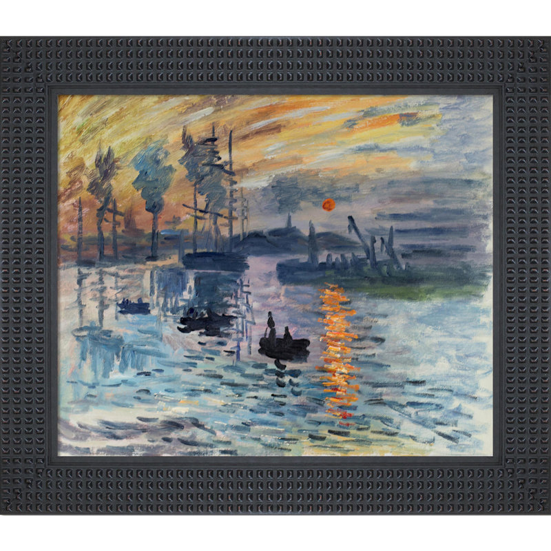 Impression, Sunrise 'par Claude Monet, peinture sur toile encadrée, H 26,5 po x l 30,5 x P 2 po, Cadre grain Java