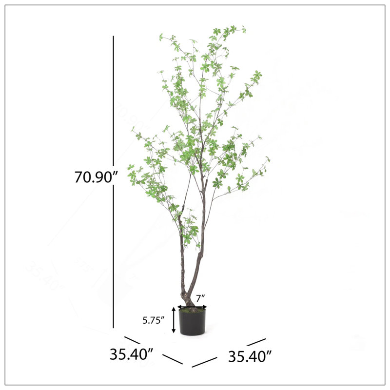 ARTIFICIAL DISC LEAF TREE, 70.9" H x 35.4" W x 35.4" D