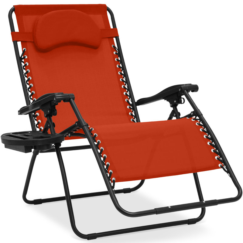 Oversized Zero Gravity Chair, Folding Outdoor Patio Recliner W/ Cup Holder, Black, Ice Gray