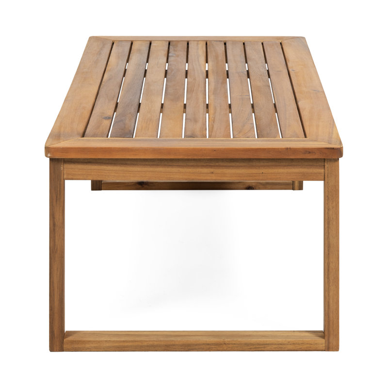Outdoor Wood Coffee Table And With Water- Cushions, Slat Paneling, Sled Design, 33 In Package Width For Storage Made From 29.6 Height