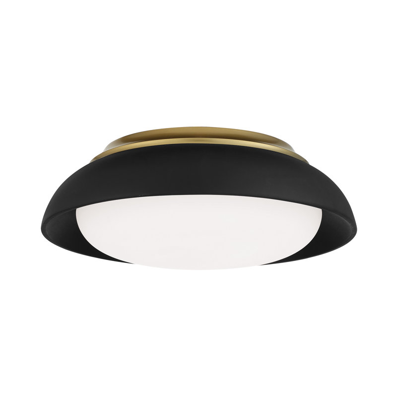Acrylic LED Flush Mount, Coal/Gold, 5.38'' H x 15'' W x 15'' D