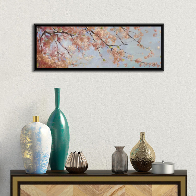 « osaka fleurs ii » par asia jensen, reproduction d’impression sur toile tendue, H 16 po x l 48 po x P 1,5 po
