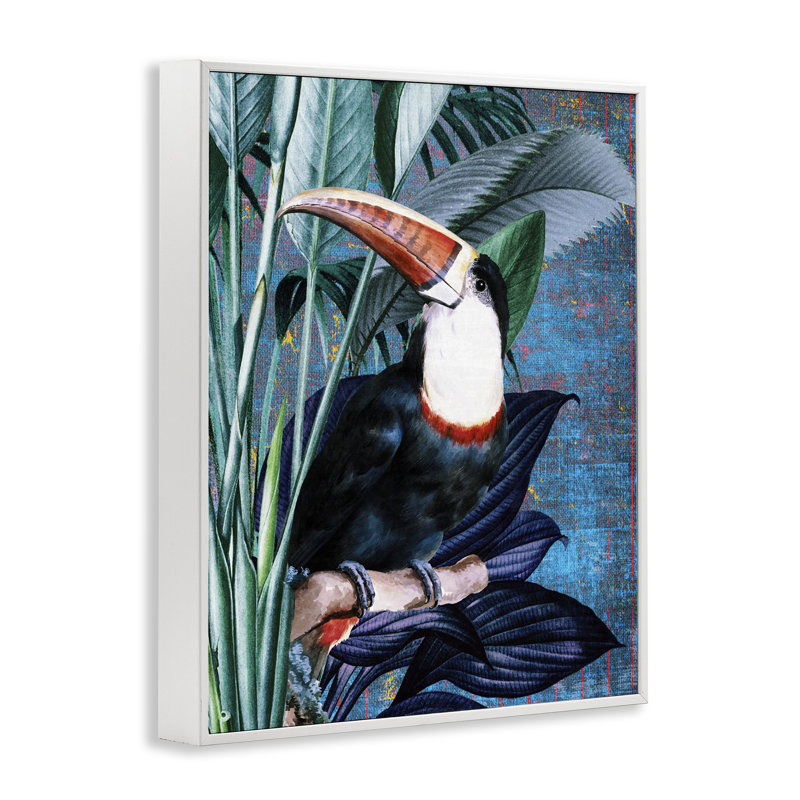 Toucan souriant sur une branche, estampe numérique par Karen Smith, H 14 po x l 11 po