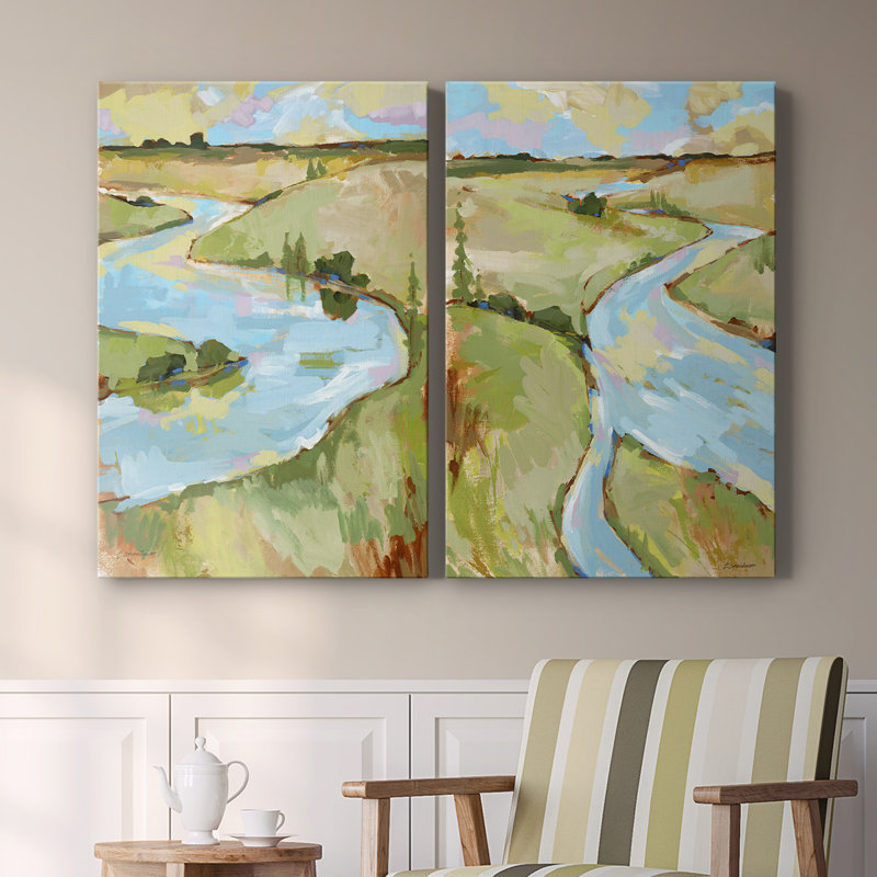 Upriver II - Toile tendue avec châssis de qualité supérieure - Prêt à accrocher