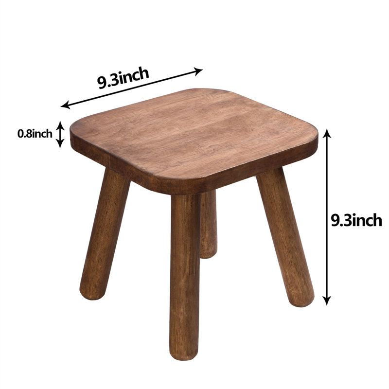 Classic 9.3-Inch Brown Wooden Stool with Detachable Legs