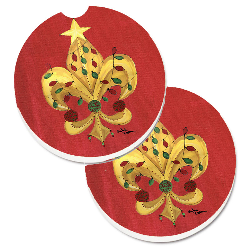 Ceramic Round 2 Piece Car Coaster Set
