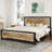 Marilee Wood and Black Metal Frame Bed with Headboard-534168156-418786547
