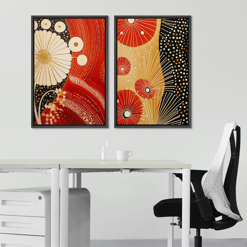 2 pièces, art japonais inspiré du kimono, Noir, H 24 po x l 16 po