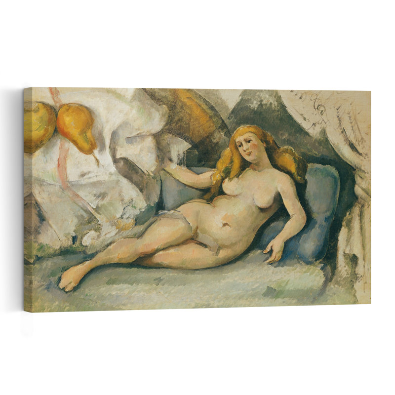 Femme nue sur un canapé, impressionnisme abstrait contemporain, art mural représentant des fruits, H 24 po x l 36 po
