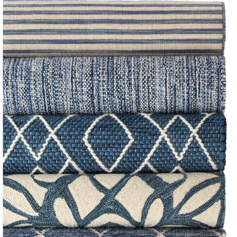 Bella Navy Handwoven Wool Rug, Rectangle 4' x 6'