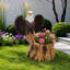 Pot à fleurs sur une souche d'arbre Majestic Eagle avec des ailes déployées - Pot de fleurs décoratif en polyrésine durable pour patio et pelouse - Cadeau de décoration unique