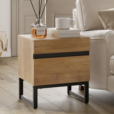 Table de bout moderne à 2 tiroirs Aadam