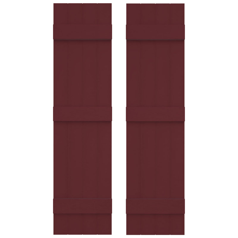 Builders Edge, volets sur mesure TailorMade jointés, volets Board-n-Batten, avec volets à volets, Baie rouge, 57 po