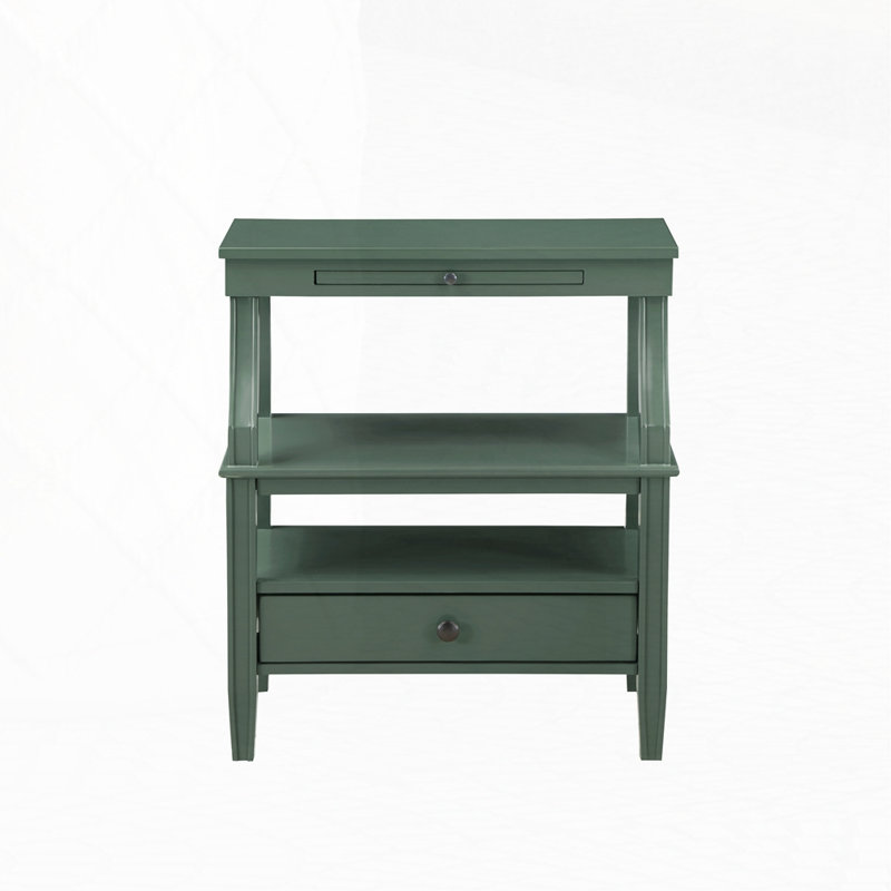 Table de chevet vintage avec rangement vert