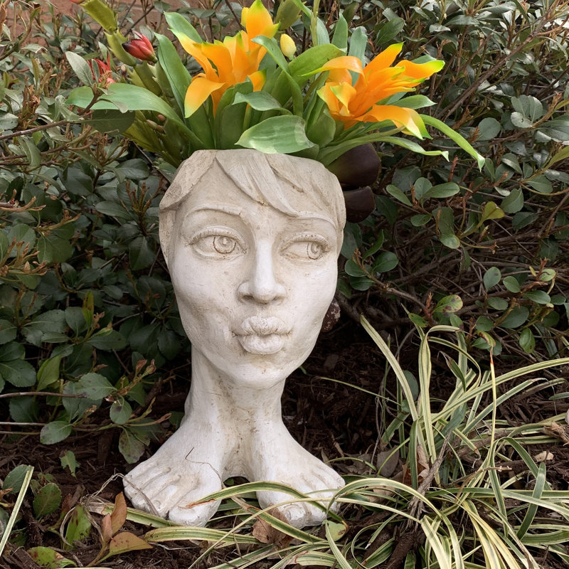 Muggly's Aunt Tia Maria Face Statue Planter, Beige