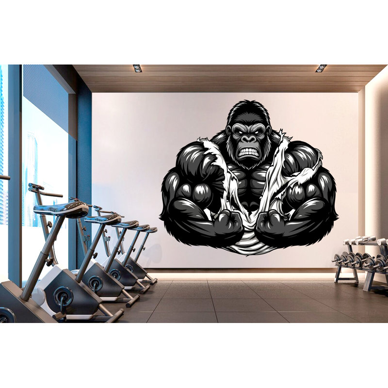 Adhésif décoratif gorille gymnase No Pain No Gain, H 10 po x l 12 po