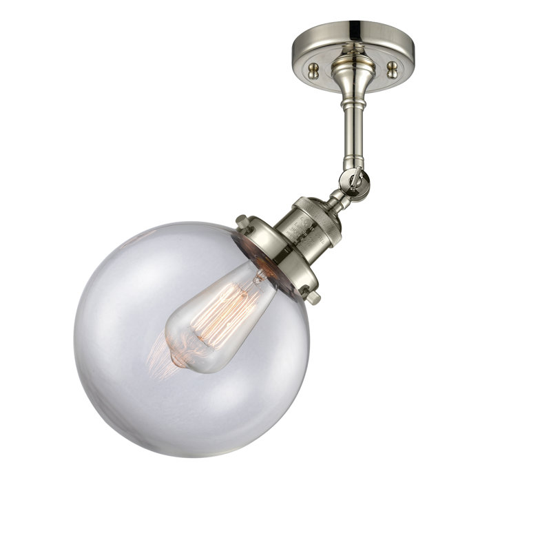 Plafonnier semi-encastré à 1 lumière Zarmayr, Transparent, Nickel poli, H 14,25 po x l 6 po x P 6 po