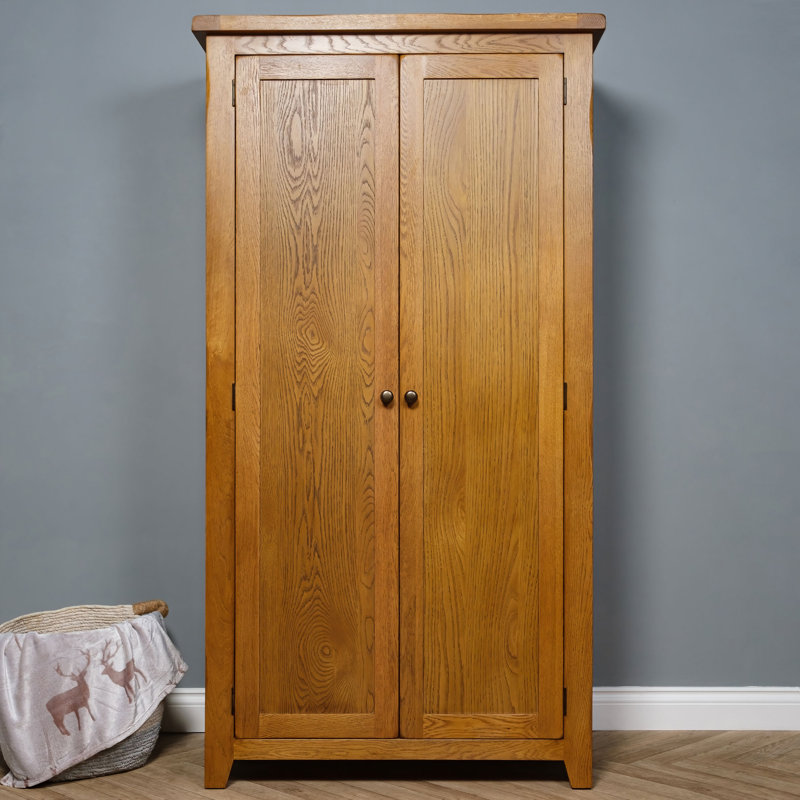 Clyne 2 Door Solid + Manufactured Wood Wardrobe, Brown