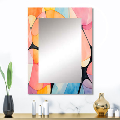 Geometric soft colours tiles III - Modern Rectangular Wall Mirror