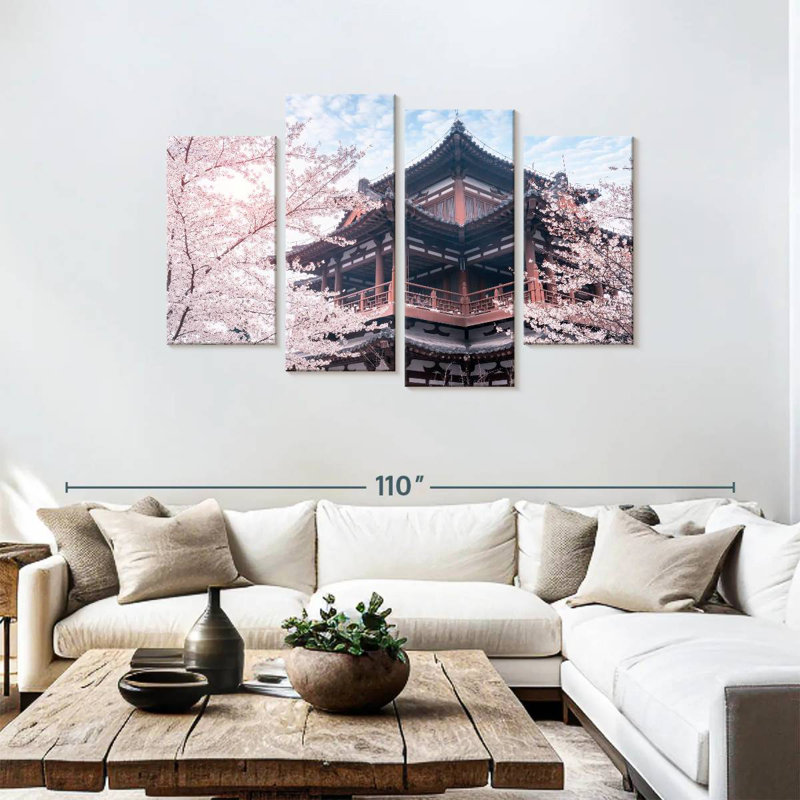 Temple Adella Qinglong Sakura, H 48 po x l 75 po