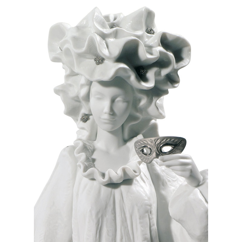 Venetian Carnival Couple Statue, White/Black