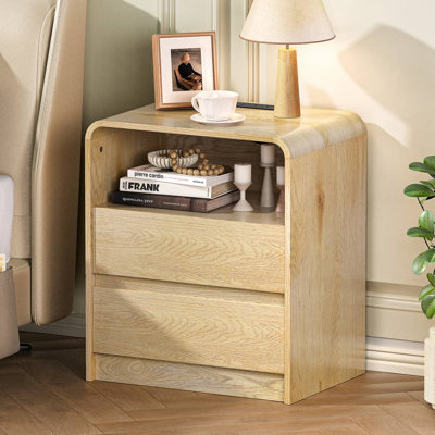 Nightstand with 2 Drawers (Natural)
