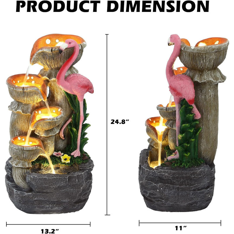 25" Tall Outdoor Water Fountain,5 Tier Garden Waterfalls Fountain with 5 LED Lights