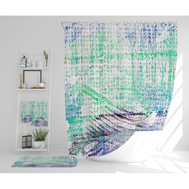 Nazaiah Polyester Shower Curtain Set, Blue