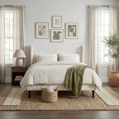 Linda Upholstered Bed, Chenille Ivory, King
