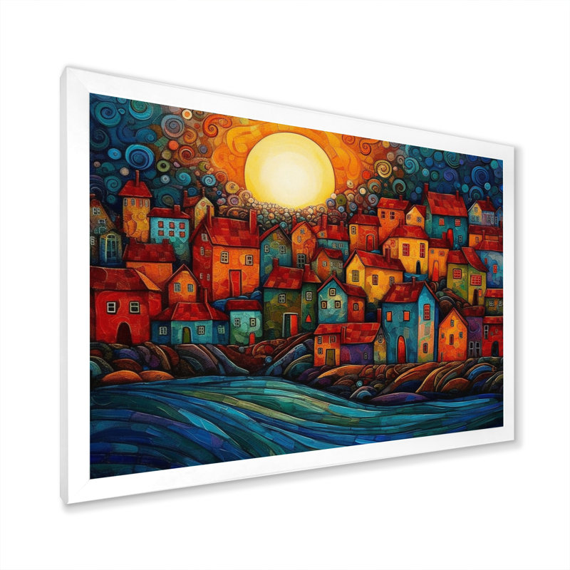 Evening's Embrace By The Coast I, Cadre photo blanc, H 16 po x l 32 po x P 1 po