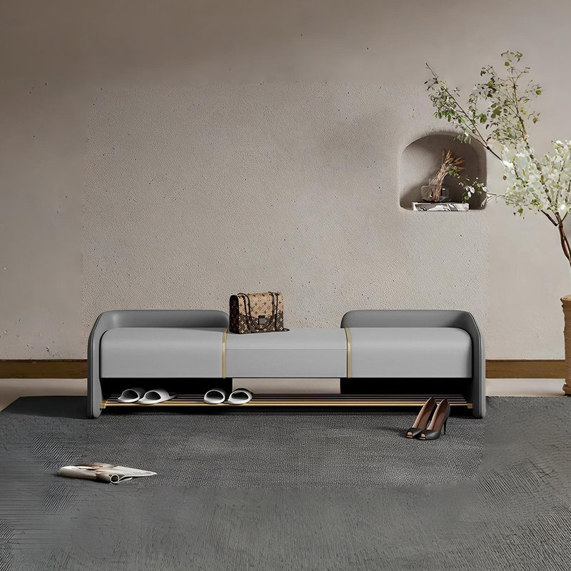 Banc de rangement rembourré Thordia, Gris