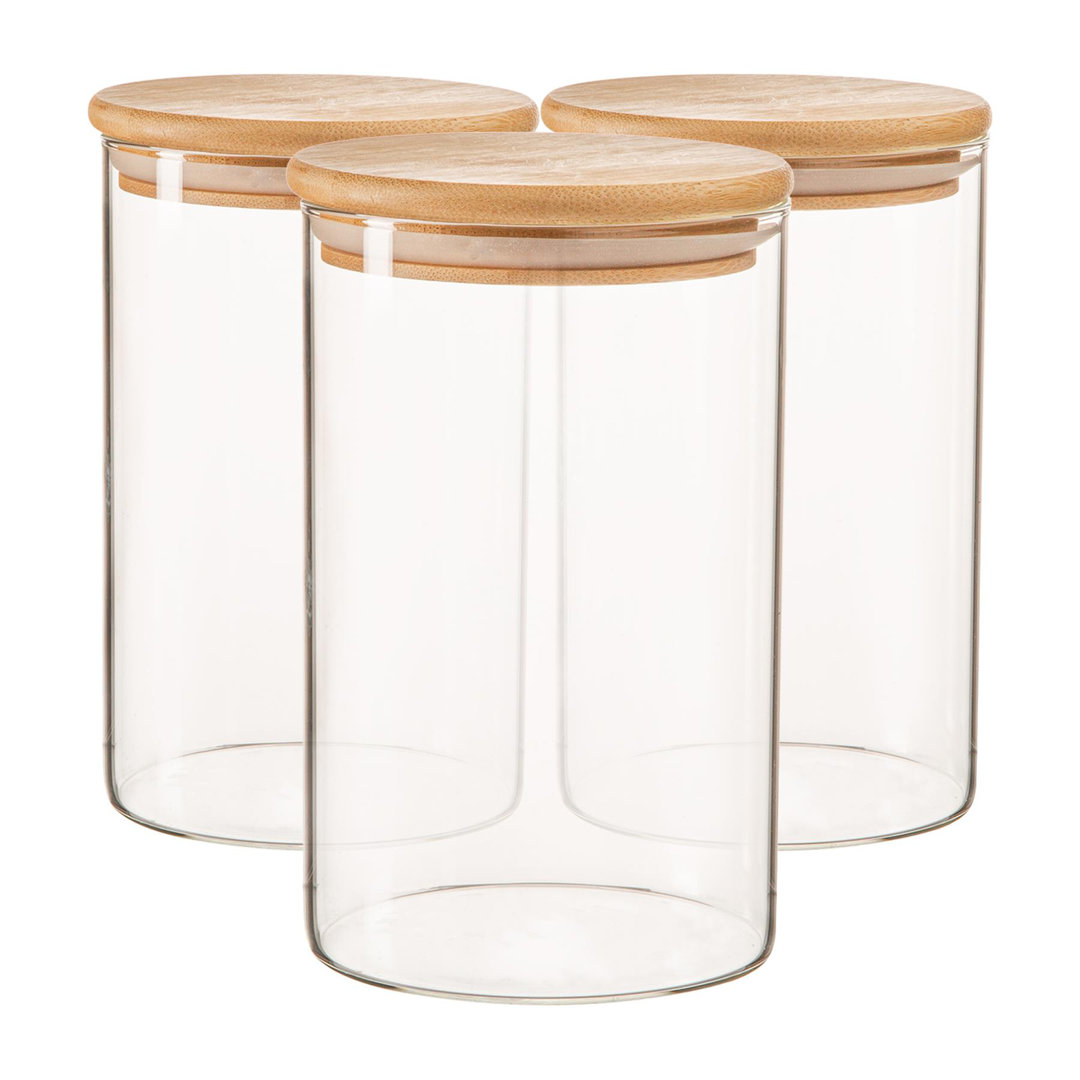 Argon Tableware - Scandi Glass Storage Jars with Wooden Lids