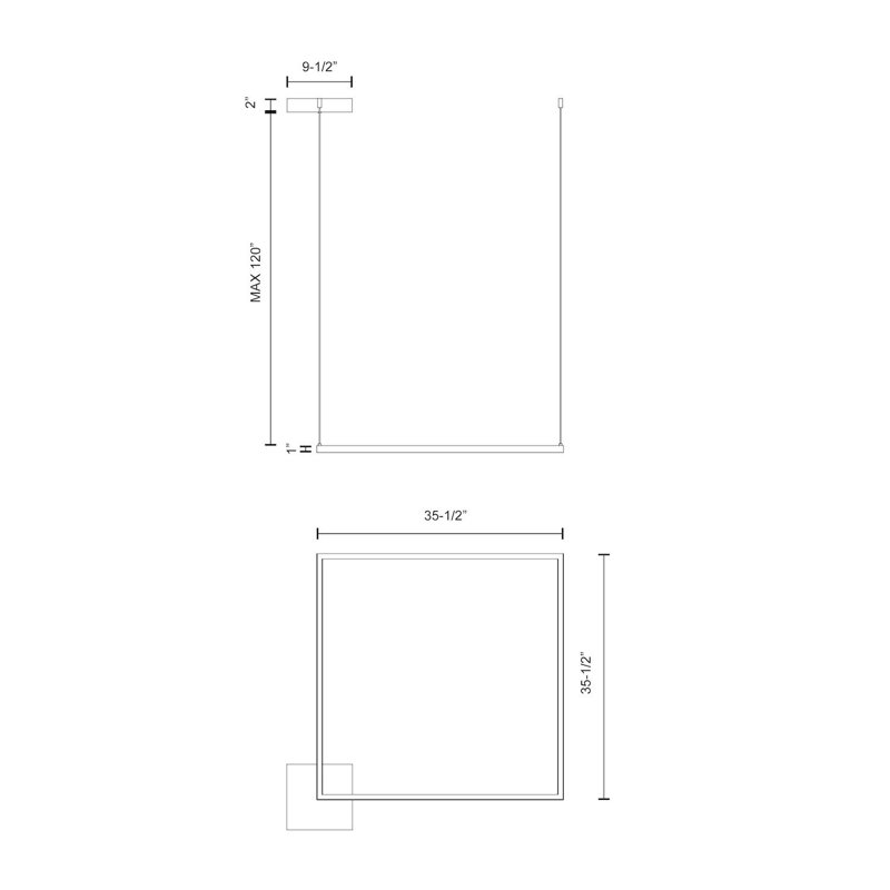 Piazza 1 - Light LED Kitchen Island Pendant, White, 1" H x 35.5" W x 35.5" D