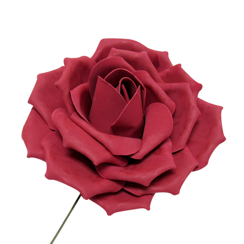Grande tige rose en mousse, H 16 po x l 16 po x p 7 po, Bourgogne