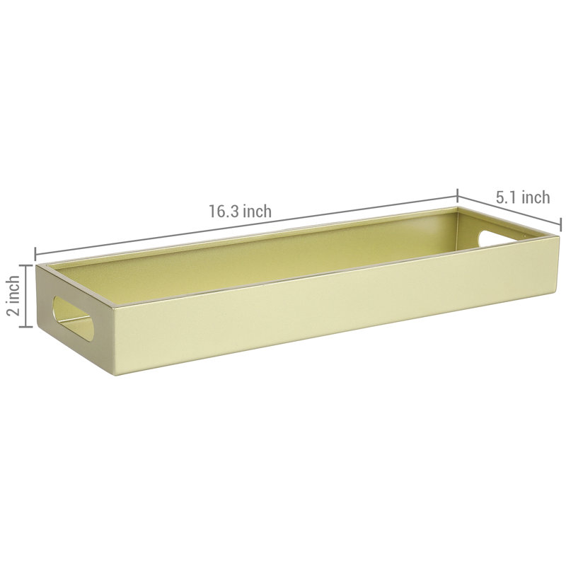 Metal Serving Tray w/ Handle, Gold/Brass