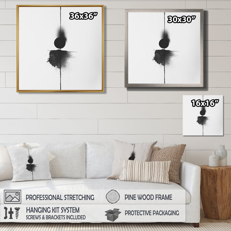 Toile géométrique noire, art mural minimaliste bleu marine, saké, H 44 po x l 44 po, Toile tendue