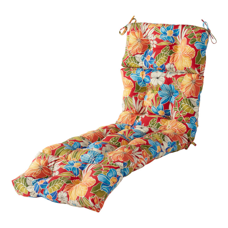 Shipton Outdoor Tufted Chaise Lounge Cushion, Aloha Red