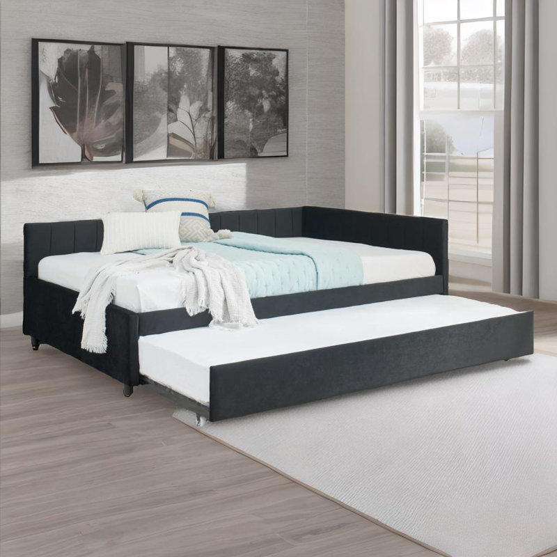 Full Size Daybed With Trundle Bed, Black, Full / Double