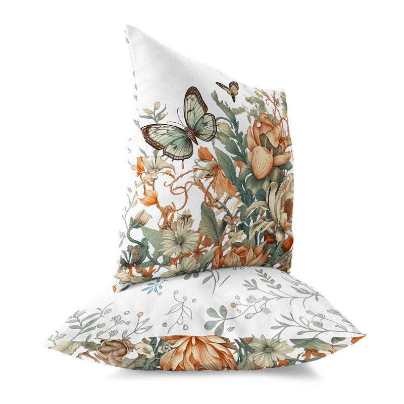 Square Cushion, 41cm H x 41cm W, White/Orange