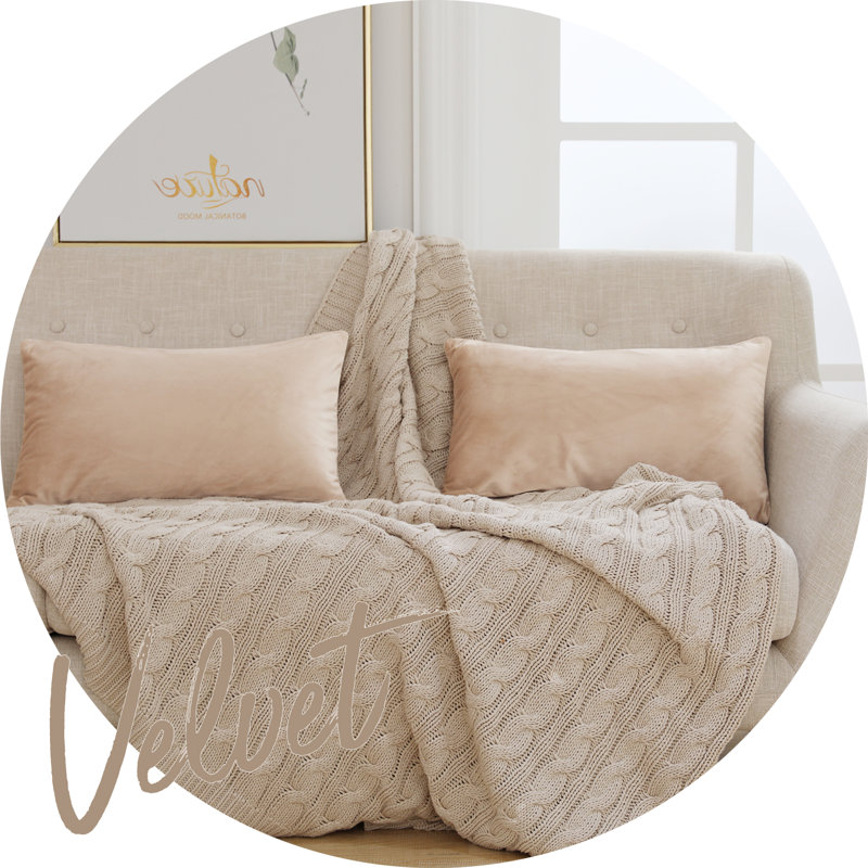 Rectangular Velvet Pillow Cover, Light Khaki