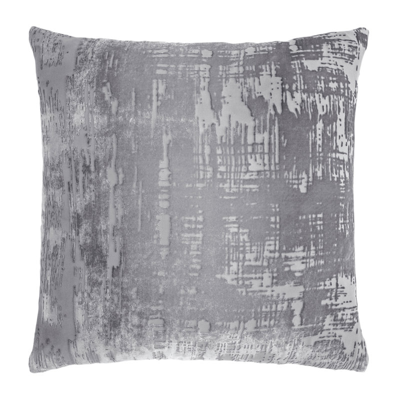 Brush Stroke Square Pillow Cover & Insert, Silver, 18"H x 18"W
