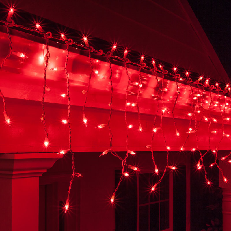 Curtain Icicle Lights, Red, 12"L x 4"D