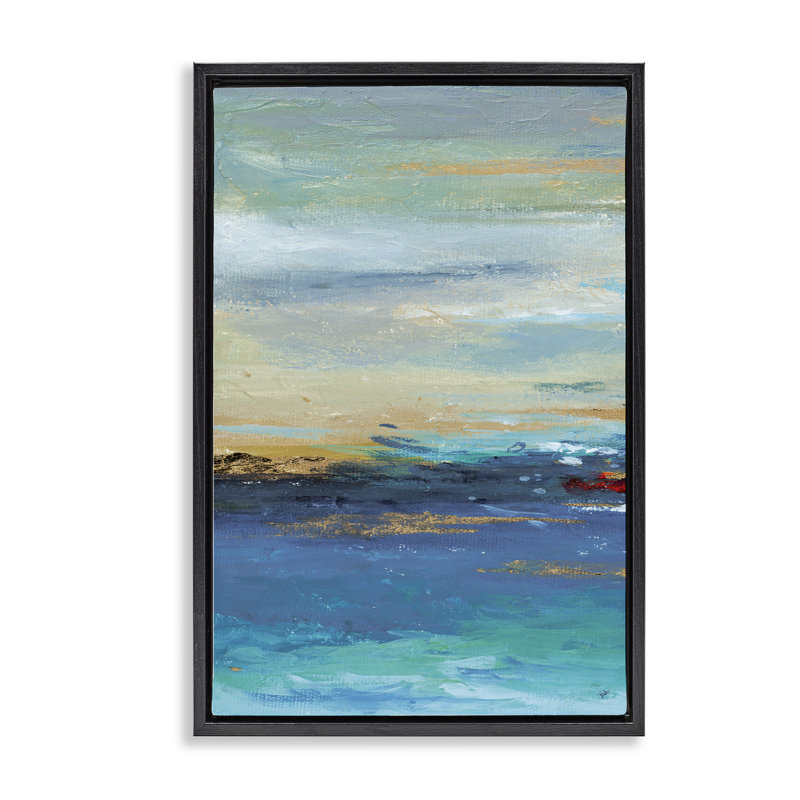 Toile flottante Ombre Ocean View par Patricia Pinto, Cadre flottant noir de jais, H 25 po x l 17 po