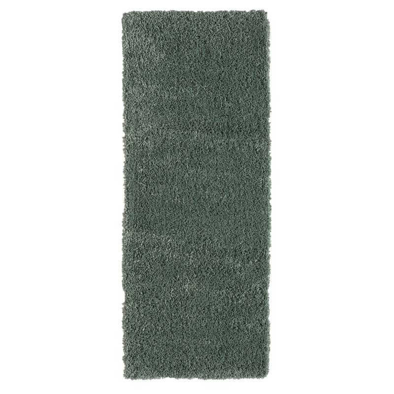 Lush shaggy carpet in  green, Runner 80 x 200cm