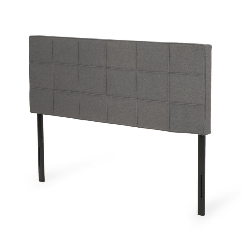 Waffle Stitch Headboard For King Bed - Fabric In With Contemporary Design, Charcoal Gray