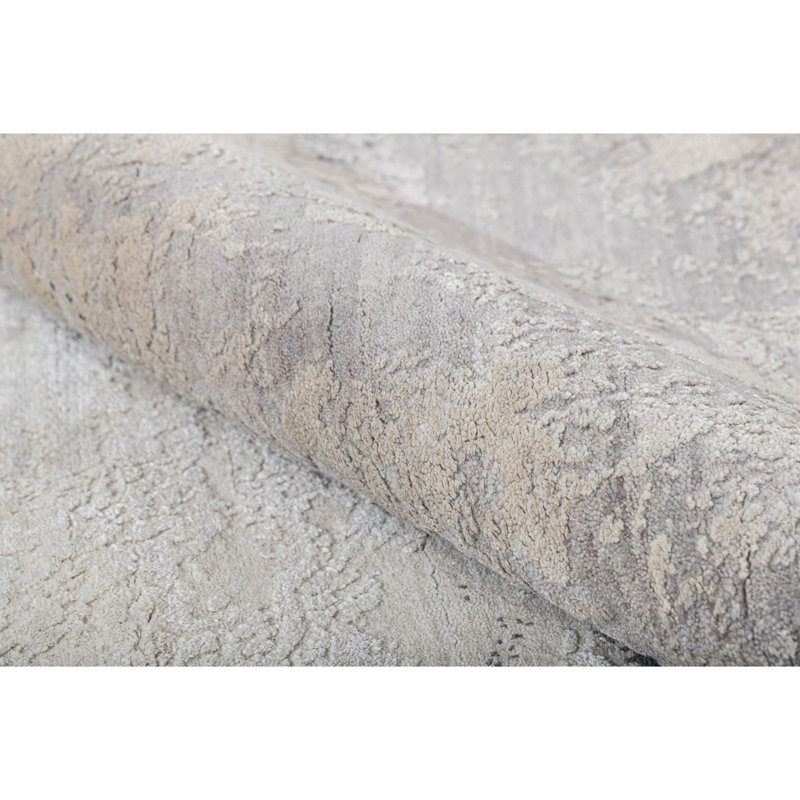 Hand Knotted Area Rug in Sand/Gray, Rectangle 10' x 14'