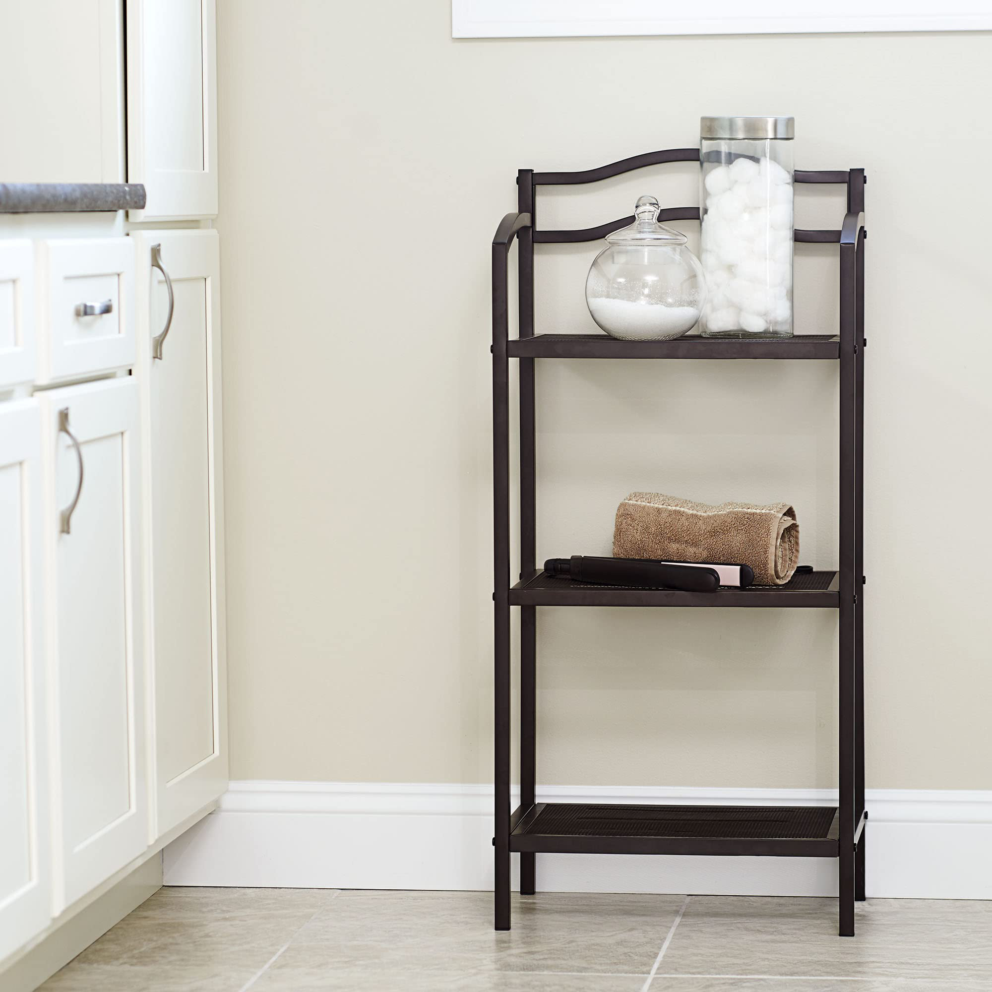 Latitude Run® 3-Tier Espresso Brown Metal Bathroom Storage Rack With ...