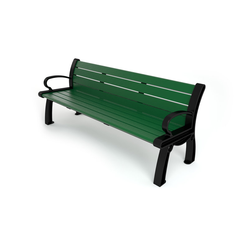 Banc de parc en plastique recyclé Heritage, 6 pi, Noir, Vert
