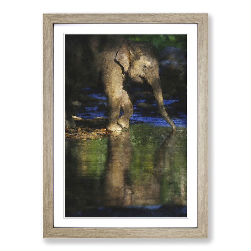 Elephant Vol.4 - Picture Frame Graphic Art, Oak Framed, 36cm H x 27cm W x 2cm D