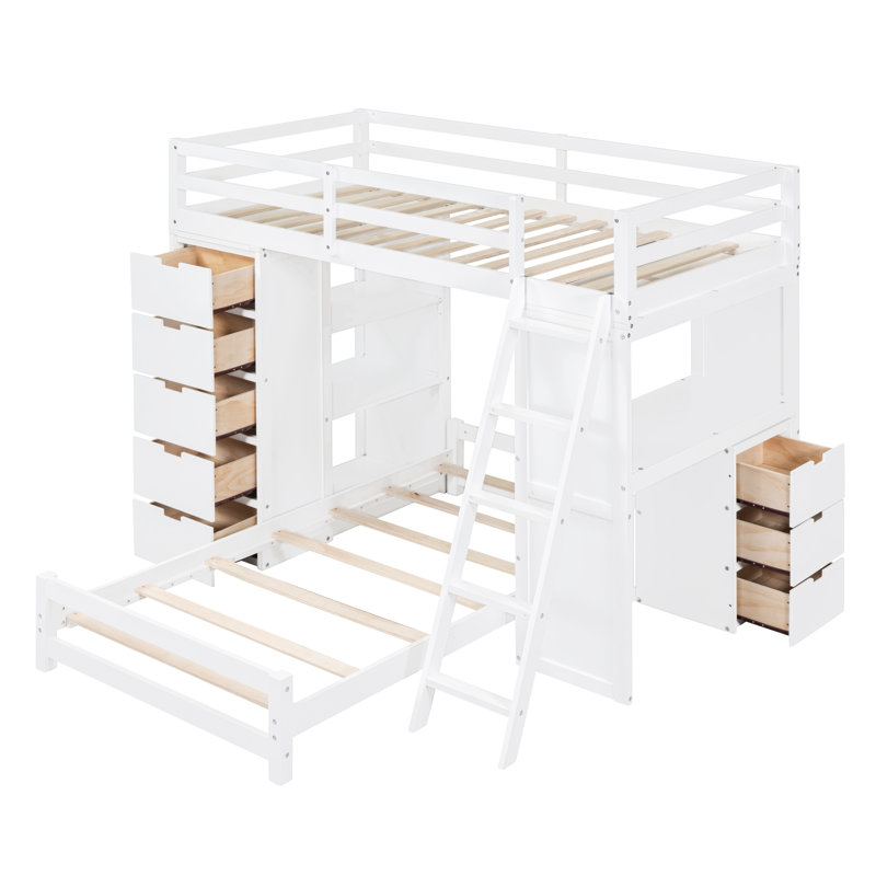 Lit superposé simple au-dessus de simple avec tiroirs Jarmen Kids, Blanc
